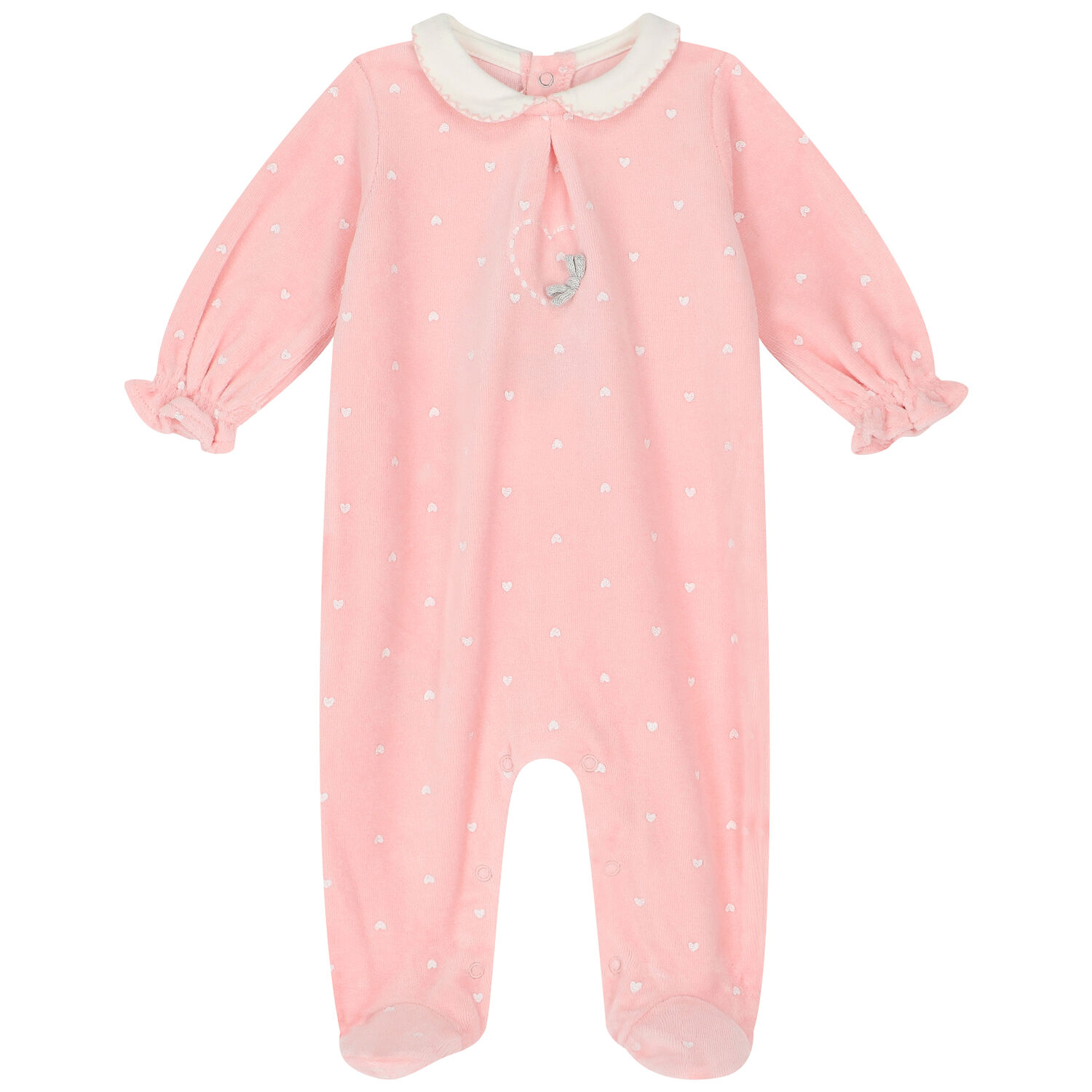 Baby Girls Pink Velour Babygrows (2 Pack), 1, hi-res image number null